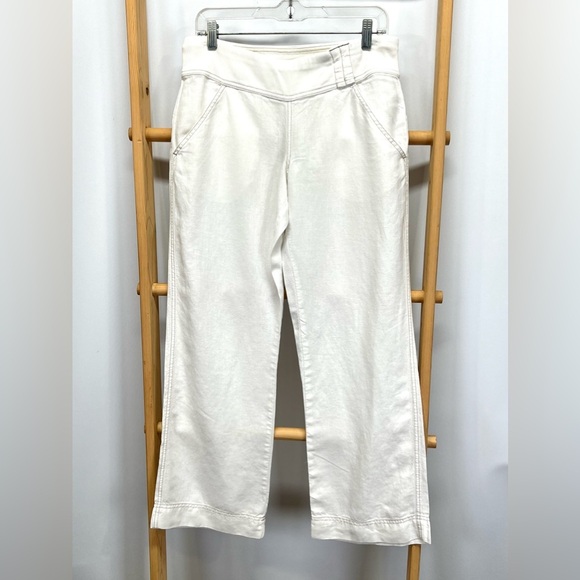 ATHLETA White linen wide leg elastic waist pants size SP - Picture 1 of 13